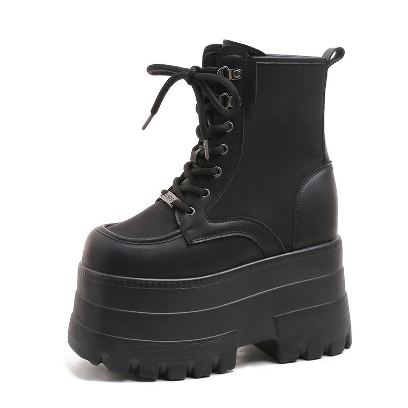 

Модные женские ботинки 14,5 см Осень Женские ботильоны на платформе и танкетке Высокие каблуки Ботильоны Новый модный дизайн Красные туфли для косплея для женщин 35 чёрный