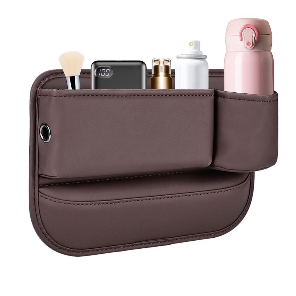 Cutie de depozitare pentru crăpături pentru scaune de mașină, umplere automată a fantelor pentru scaune, organizator multifuncțional, organizator de consolă din piele, cu suport pentru pahare, mașină