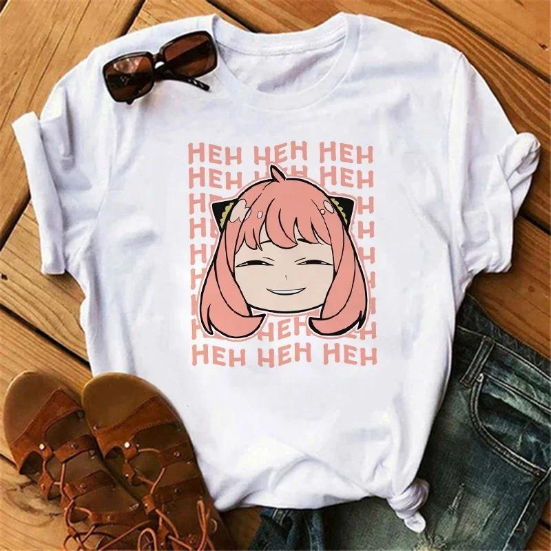 Anime Spy X Family Tişört Kadın Japon Harajuku Modası Kısa Kollu Tişörtler Yazlık Üstler Kawaii O Yaka Kadın Tişört Üst Unisex