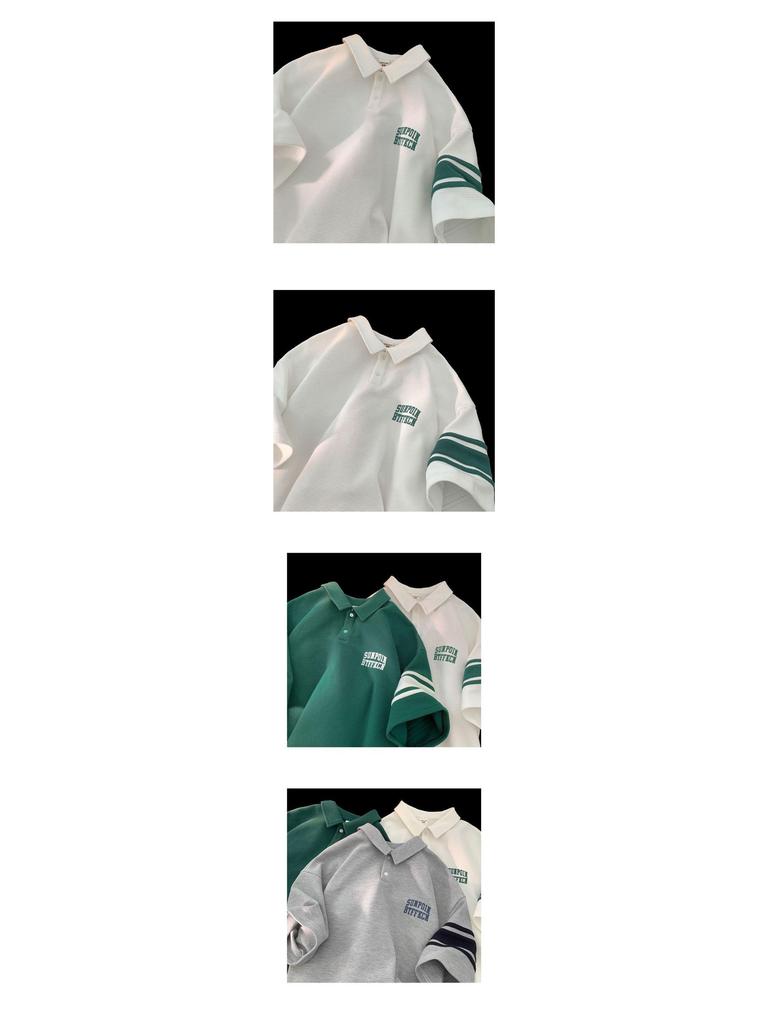 Męska koszulka polo z krótkim rękawem w stylu koreańskim o luźnym kroju