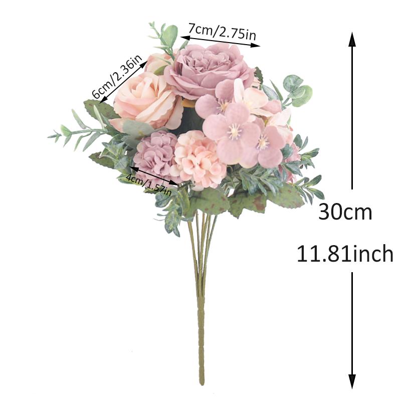 7 Heads Silk Peony Artificial Flower Hydrangea For Room Home Decoration Wedding Bride Bouquet Rose False Table Plant Accessories