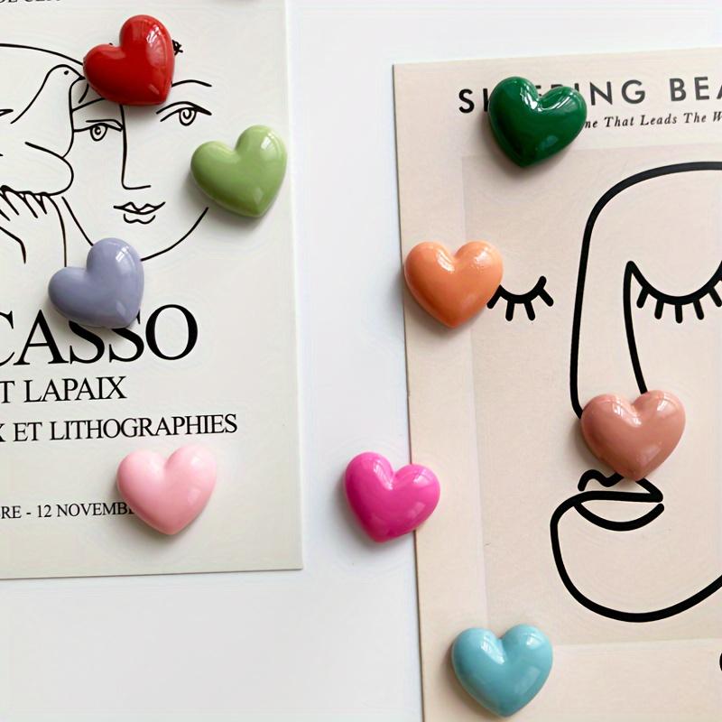 10pcs Colorful Heart-Shaped Mini Refrigerator Magnets - Cute Cartoon Resin Magnetic Fridge Decor Kitchen and Home Fridge Magnets