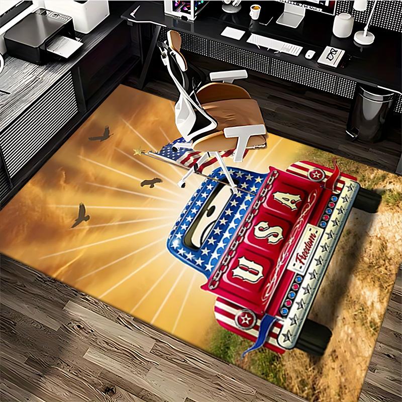 1pc Usa Freedom Truck Carpet Rug for Bedroom Living Room Decor Sofa Home Game Area Rug Non-slip Floor Mat. D7220199