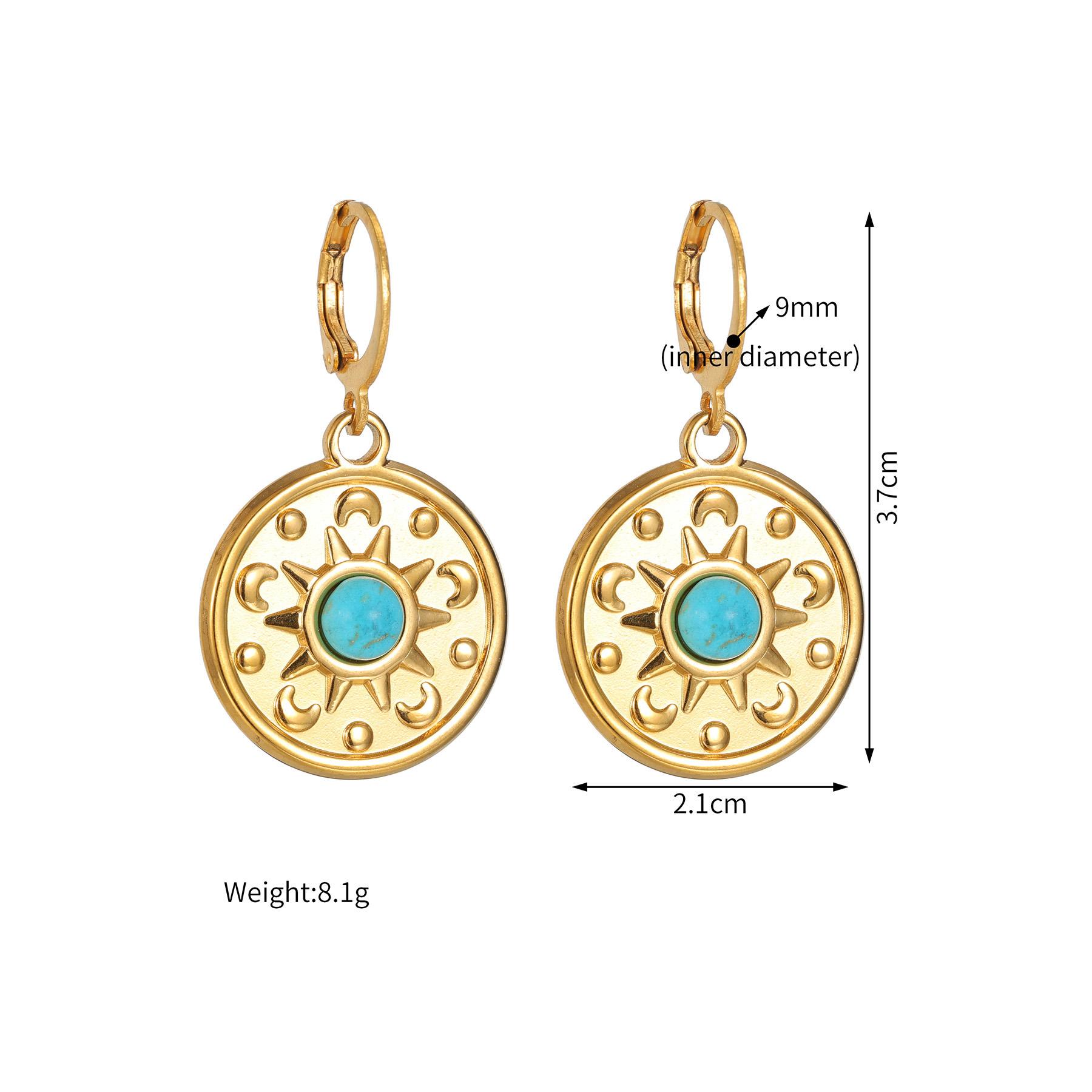 

Atoztide New Vintage Multi-Element Green Stone Earring for Women Stainless Steel Statement Retro Earrings Christmas Jewelry Gift
