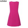 VONDA Women Sleeveless Side Zip-up Bow Knot Casual Mini Dress