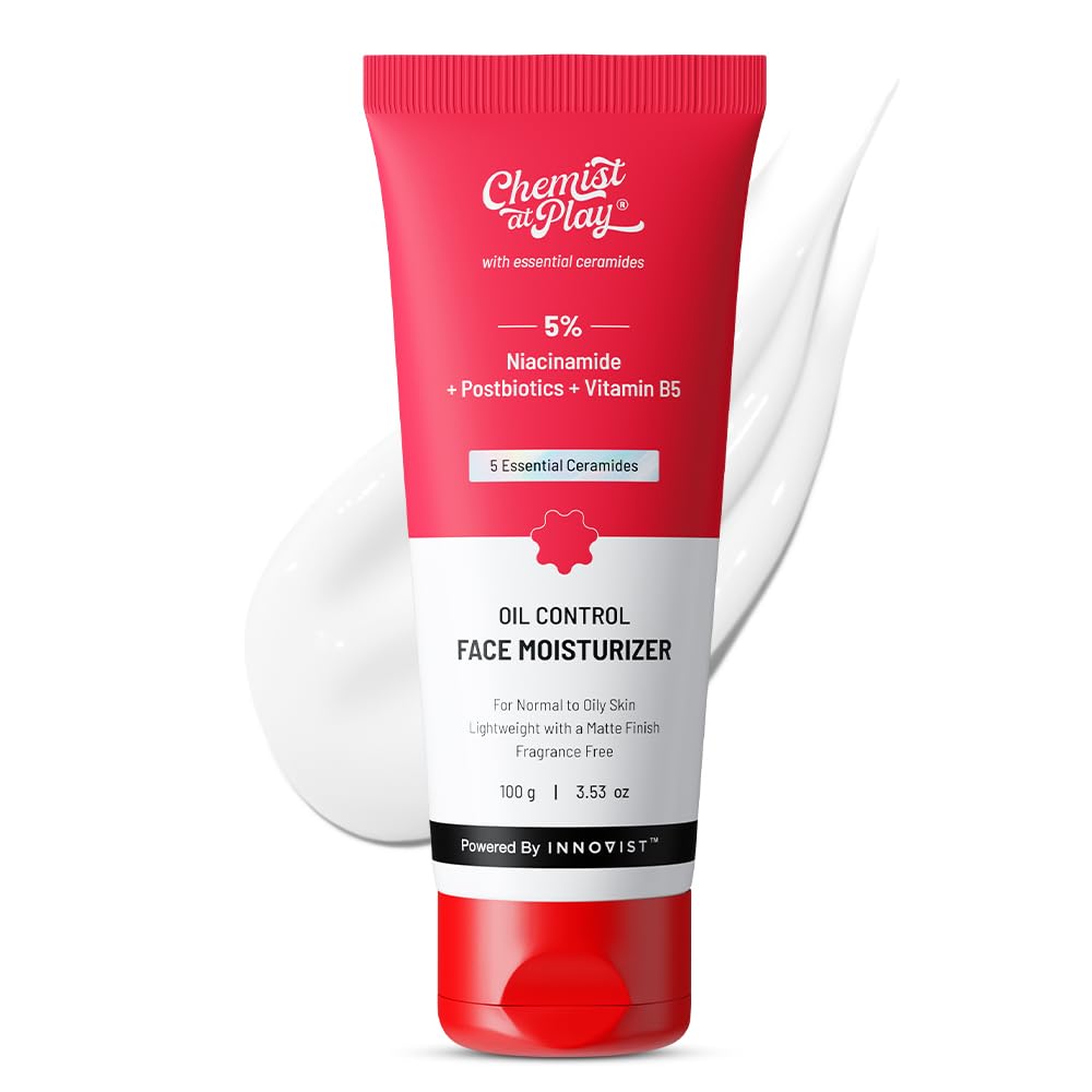 Chemist At Play Oil Control Face Moisturizer | With 3% Niacinamide, 1% Postbiotics & 1% Vitamin B5 | Control Excess Oil & Sebum | Lightweight, Matt