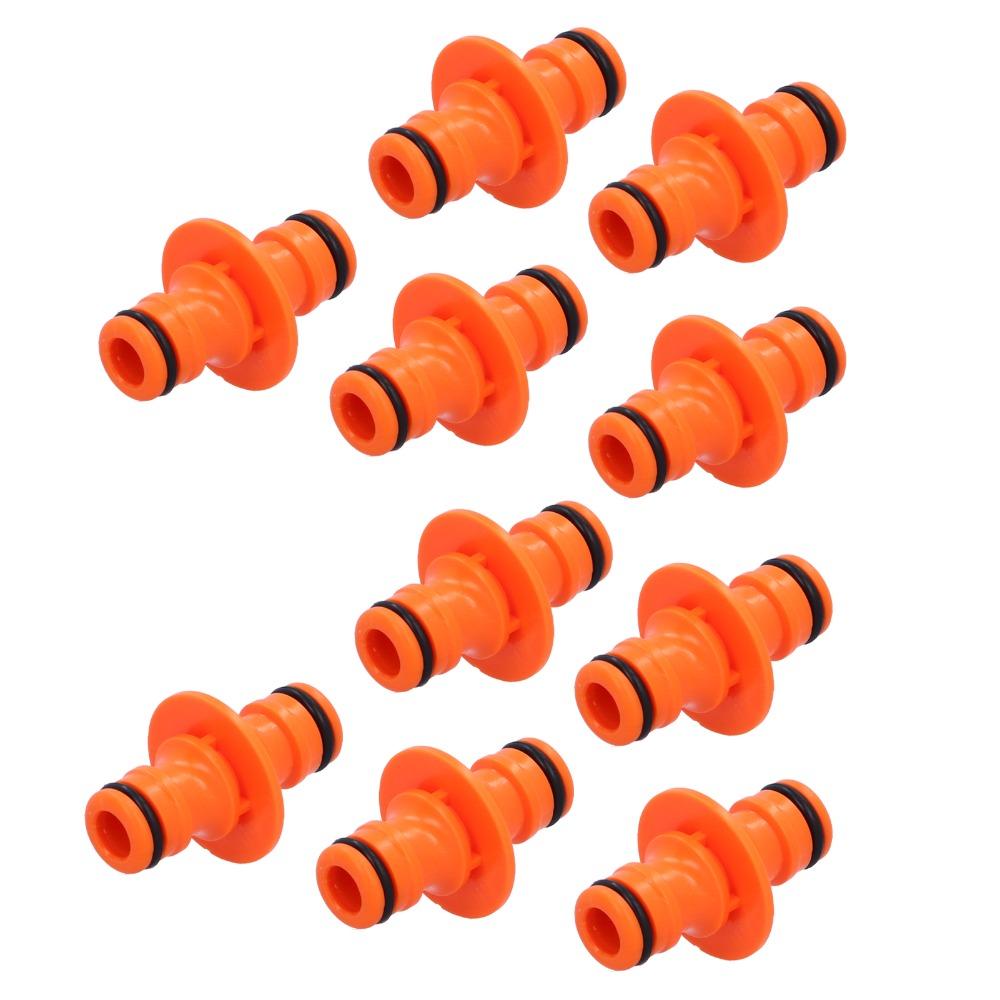 10Pcs Orange Hose Nipple Quick Connect 2‑Way Hose Nipple Irrigation Supplies Greenhouse Watering