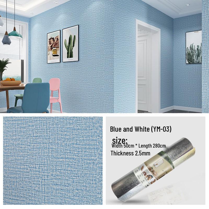 3D Self-Adhesive Linen Wallpaper: Thickened, Moisture-Proof, Light-Blocking, Thermal Insulation, Fire Retardant Aluminum Foil.