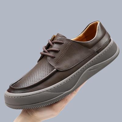 Spring and Summer New Men's Shoes Leather Breathable Versatile Thick-soled Hollowed Casual Leather Shoes Men's Sports Trendy Shoes