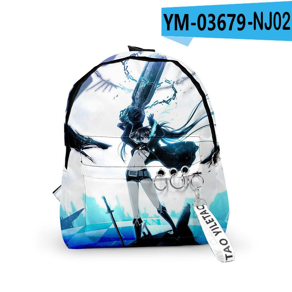 Trendy Youthful Black Rock Shooter School Bags Notebook Backpacks 3D Print Oxford Waterproof Key Chain Small Travel Bags