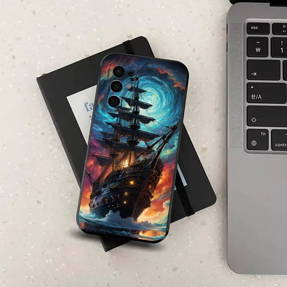 Pirate Ship Phone Case For Samsung Galaxy A73,31,32,72,41,J7,8,9,53,52,71,22,Note Soft Black Silicone Cover
