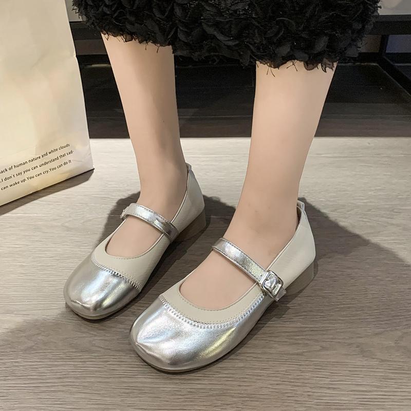 Modă NOU Primăvară Pantofi de Piele cu Vârf Rotund Moale și Ușor Femei Acoperă Călcâiul Curea cu Cataramă Balerini Modă Talpă Moale Culoare Solidă Modă Casual