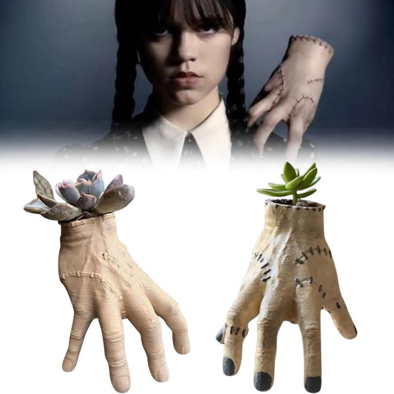 Wednesday Addams Thing Resin Garden Plant Pot With Rustic Finish For Outdoor Decor And Gift Giving
