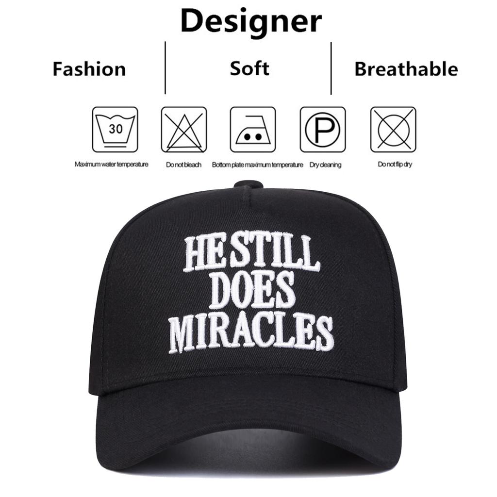 Unisex HESTILL DOES MIRACLES Letter Embroidery Baseball Caps Outdoor Adjustable Spring and Autumn Casual Sunscreen Hat
