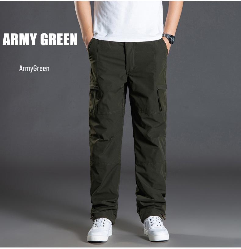 Men's Winter Fleece-Lined Cargo Pants - Warm, Casual, Elastic Waist, Plus Size, Trendy Style