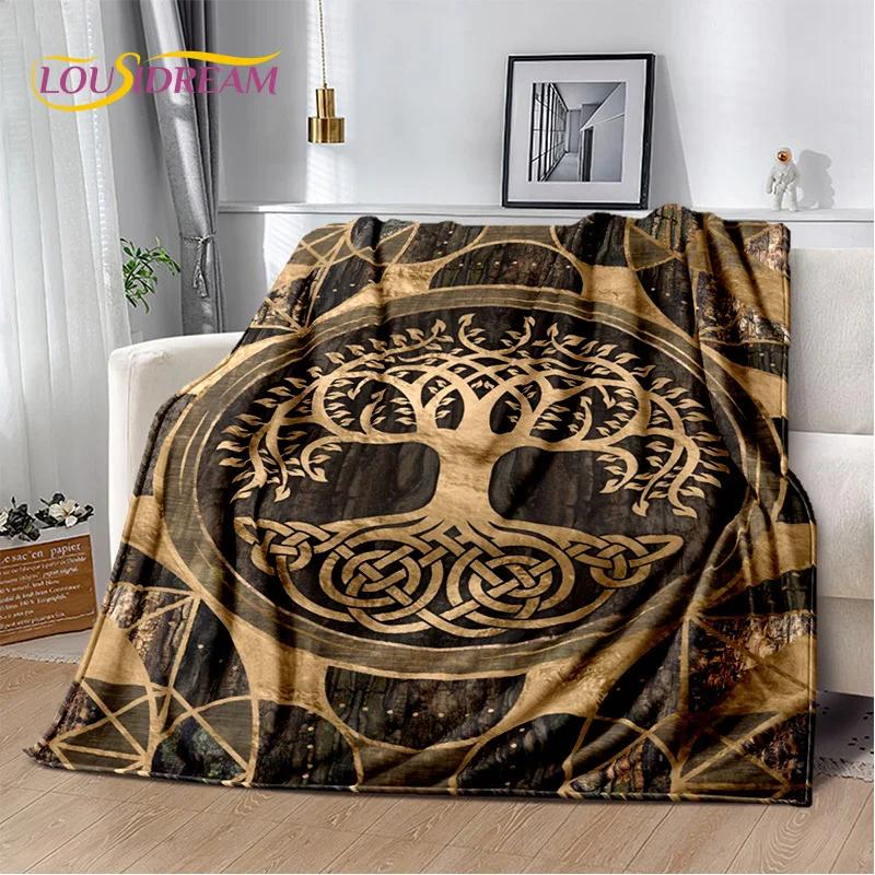 Nordic Mythology Yggdrasil Nature Tree of Life Blanket,Flannel Soft Throw Blanket for Home Bedroom Bed Sofa Picnic Office Kids