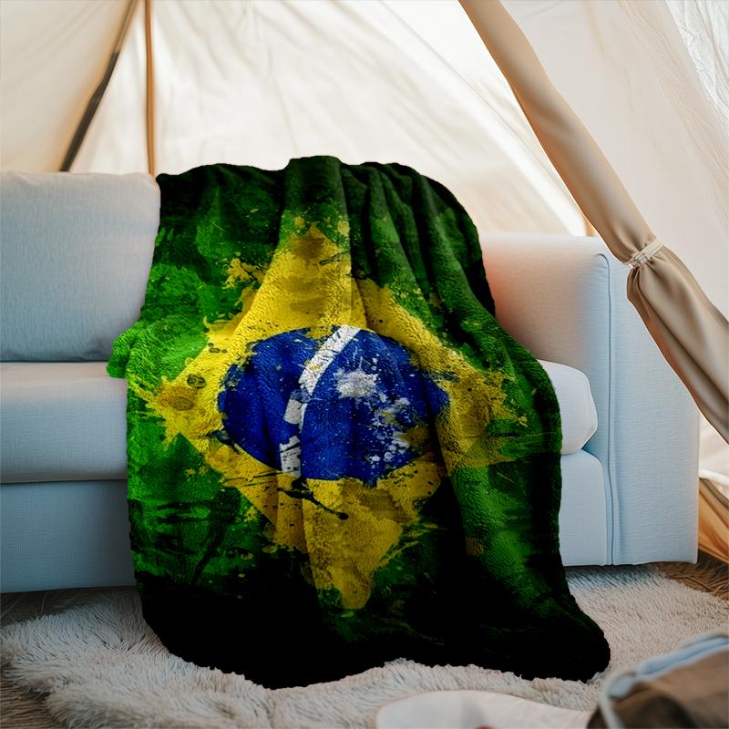 1PC Brazil Artwork Printed Soft Flannel Blanket Throw for Adult Bedroom Living Room Sofa Camping Travel Fan Gifts Christmas Gifts