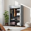 Fabric Wardrobe w/ Shelves Hanging Rail Foldable Wardrobe Light Grey