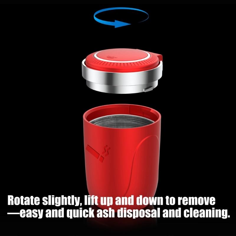 Auto Ashtray with Lid Design and Integrated Light, Small ABS Cabin Cup for Daily Driving, Parked Breaks, Drivers