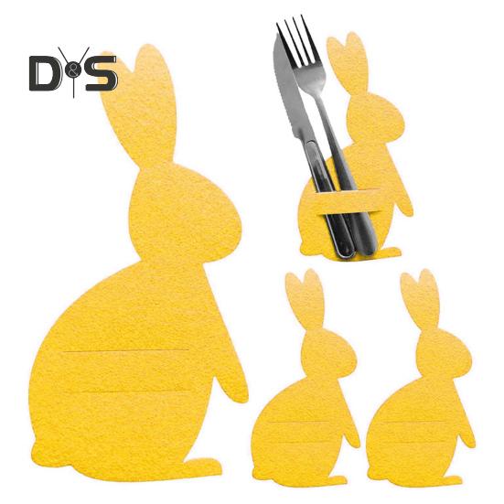 Besteckhalter in Osterhasenform, Filzhalter für Messer und Gabeln, Geschirrhalter, Utensilienhülle für Ostern, Party, Hochzeit, Geburtstag, Dekoration, 12 Stück