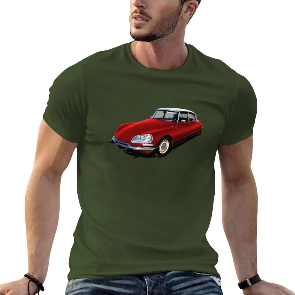 1970s Citroen Ds In Red Tshirt Oversized Summer Top T Shirts For Men