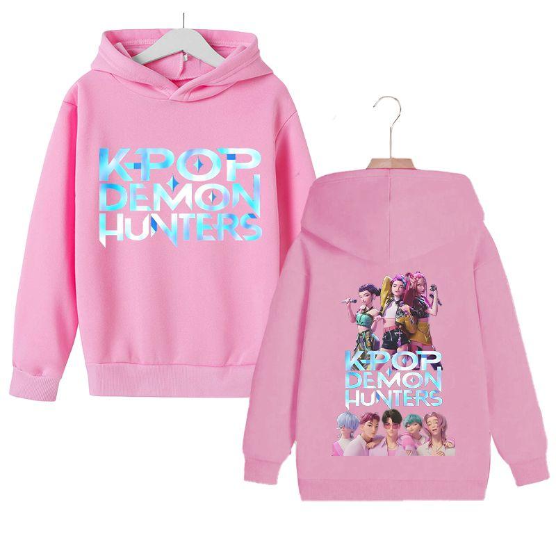 KPop Witch Hunter's Stylish Loose Hoodies for Boys and Girls, Autumn and Winter Children's Fleece Hoodies