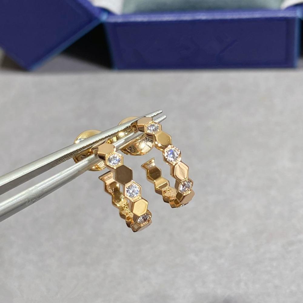 Silver Shangmei Honeycomb Earrings CNC Hand Diamond Sculpture Trend Earrings Internet Celebrity Earrings 1 pair розового золота