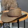 Big Eaves Jazz Straw Hat Women's Summer Outdoor Travel Sunscreen Shade Mountaineering Hat Fashion Western Cowboy Hat Men's
