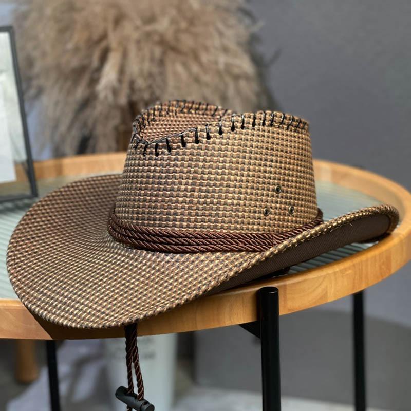Big Eaves Jazz Straw Hat Women's Summer Outdoor Travel Sunscreen Shade Mountaineering Hat Fashion Western Cowboy Hat Men's