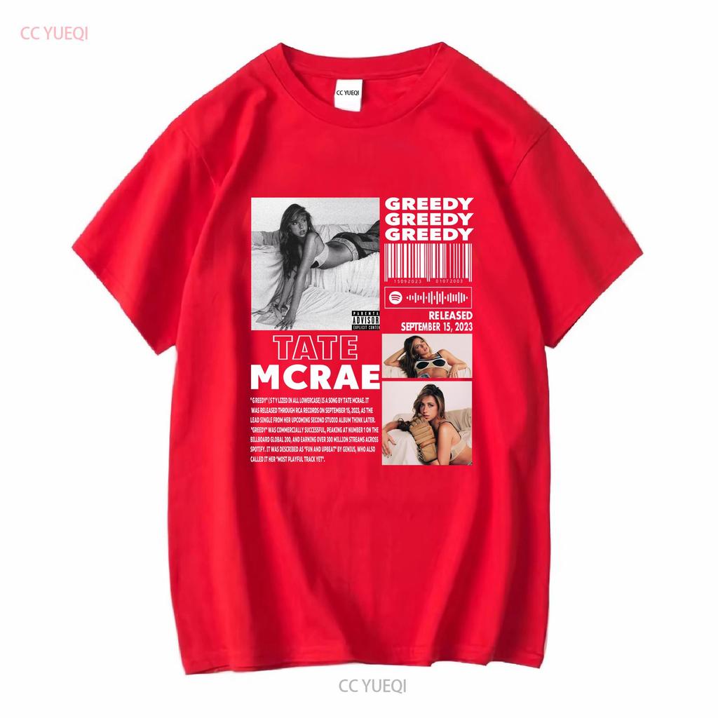 Tate Mcrae Greedy T Shirt Full Size S 5xl Long Sleeves Vintage Washed Comfortable Soft Fashion Homme Stretched Graphic
