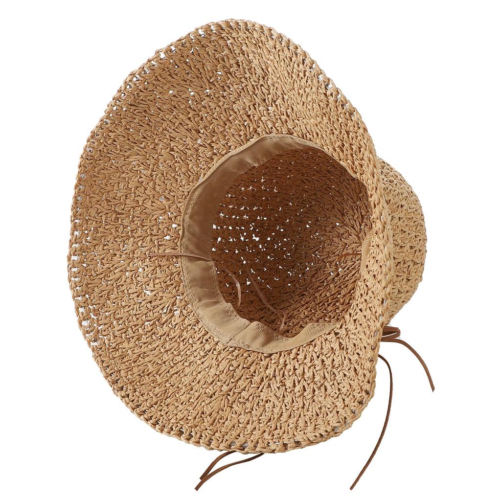Straw UV Protection Wide Brim Sun With Actress Sun Khaki [LONTG] Hat, Hat, Women's, Hat, Hat, Handmade, Ribbon, Hat, Breathable, Cool, Stylish, Hat,