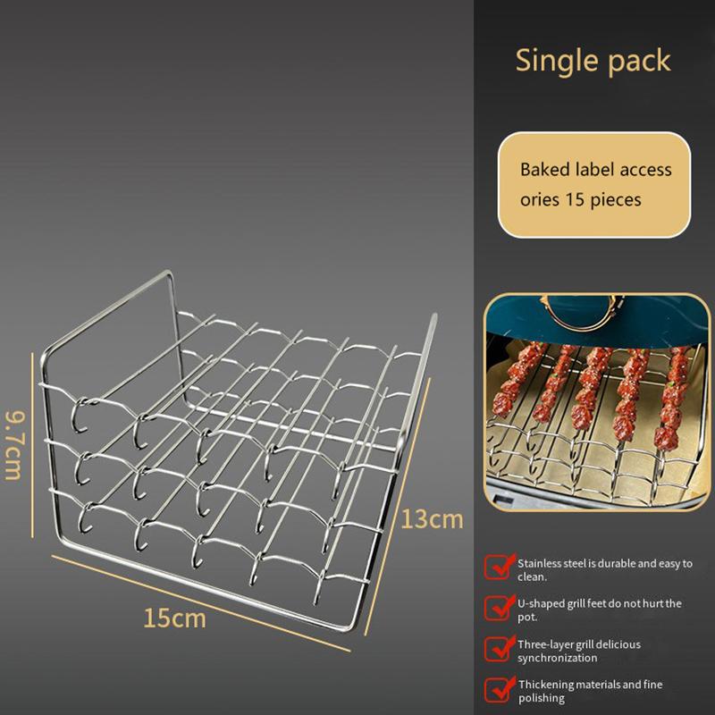 Air Fryer Skewer Stand Vertical Multi-Pin Stainless Steel Bbq Holder Air Fryer Accessories Skewers For Grilling Kitchen Tools