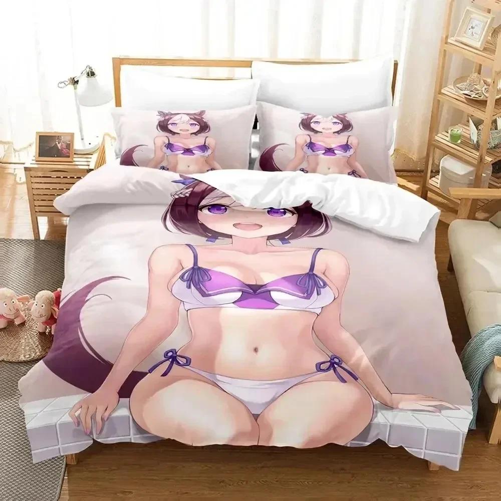 

Luxury New 3D Print Anime Uma musume Pretty Derby Bedding Set Duvet Cover Bed Set Quilt Cover Pillowcase Queen Size Boys Adult 70x133cm 2pcs