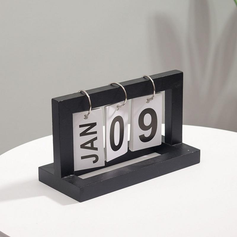 

Ежедневный офисный металлический флип-календарь, вечный деревянный винтажный календарь для дома, кухни, декор стола, деревянный календарь