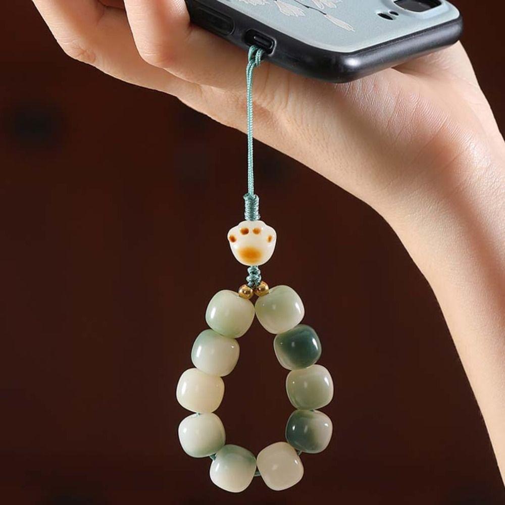 

Cat Claw Phone Hanging Rope Beaded Mobile Phone Lanyard Bodhi Root Phone Chain Women Gift Coffee