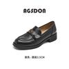 Augustine black loafers women's 2025 new spring and summer platform camellia British style retro small leather shoes