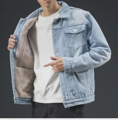 Men's Korean Style Denim Jacket: Trendy, Thickened, Loose, Warm Autumn/Winter Coat