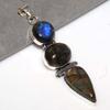 Large Fiery Labradorite 925 Silver Plated Pendant 2.7" Everyday Wear Design H4i48