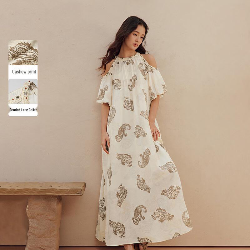 INMAN Resort Cashew Print Halter Dress M