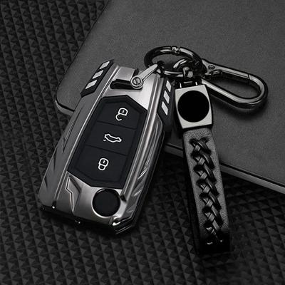 Kryt pouzdra na klíč od auta ze slitiny zinku + kůže pro VW Volkswagen Golf 7 MK7 Tiguan MK2 Pro SEAT Ateca Leon FR 2 Ibiza Pro Škoda Octavia