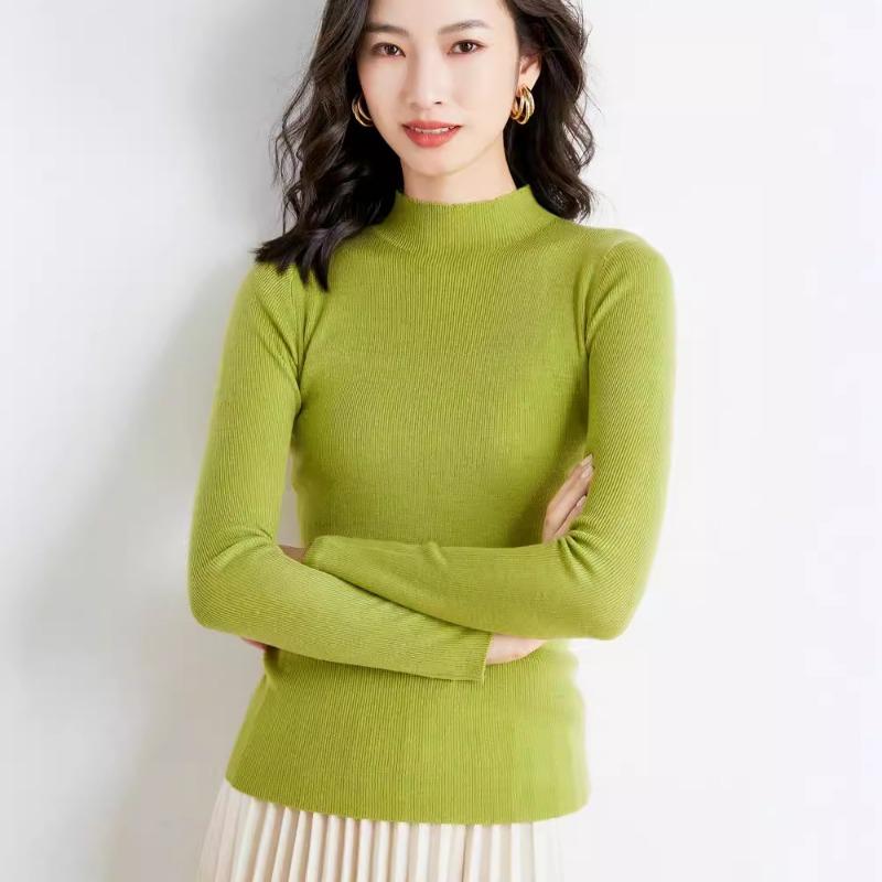 Semi-turtleneck bottoming sweater women's spring and autumn new autumn clothing thin long-sleeved tight autumn and winter knitted sweater