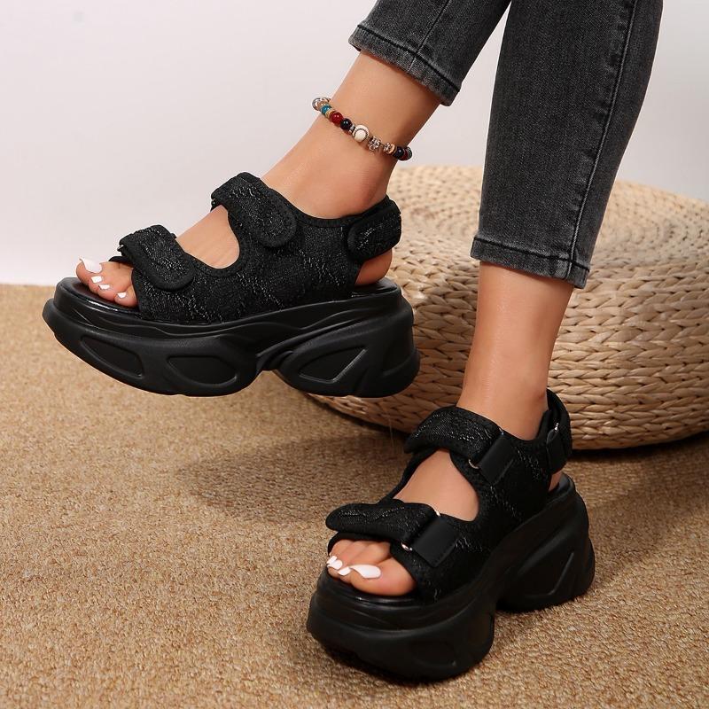 New Ladies Muffin Velcro Platform Sandals