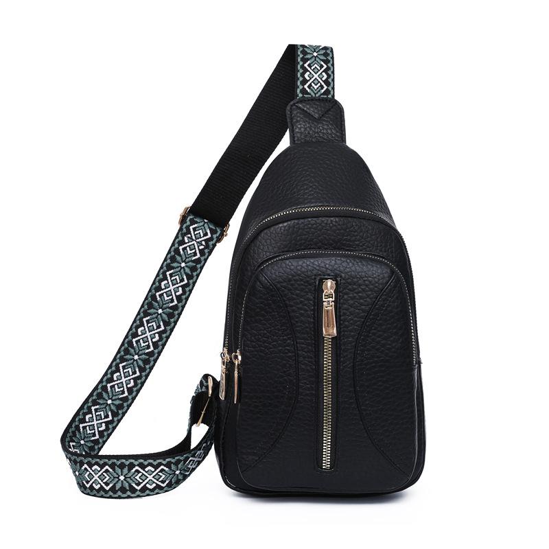 

Женская нагрудная сумка из мягкой кожи, сумка-кроссбоди, дорожная наплечная сумка чёрный