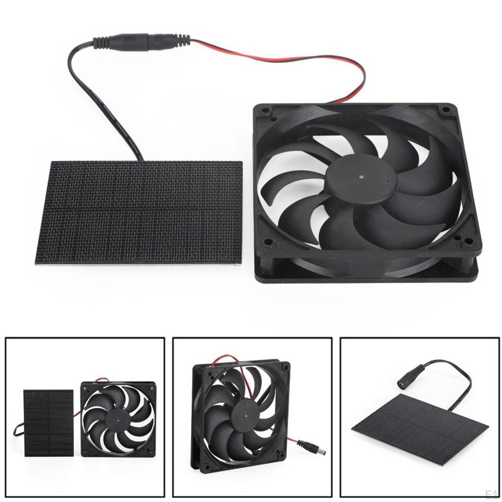 Solar Fan 3W Panel Powered Mini Ventilator for Dog Chicken House Greenhouse RV Roof,