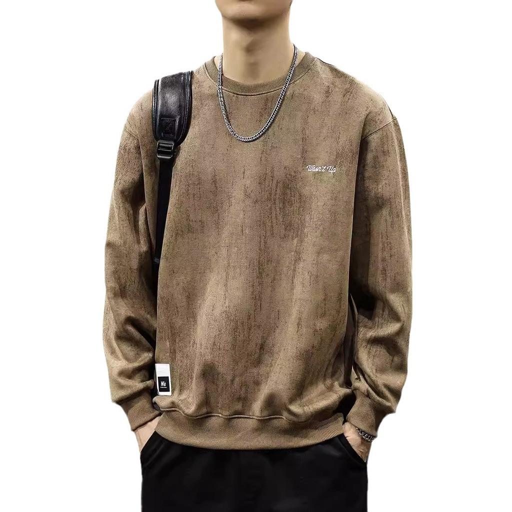 Autumn Suede Tie-Dye Sweater Men'S American Heavy-Duty Long-Sleeved Top Autumn And Winter Loose Casual Jacket