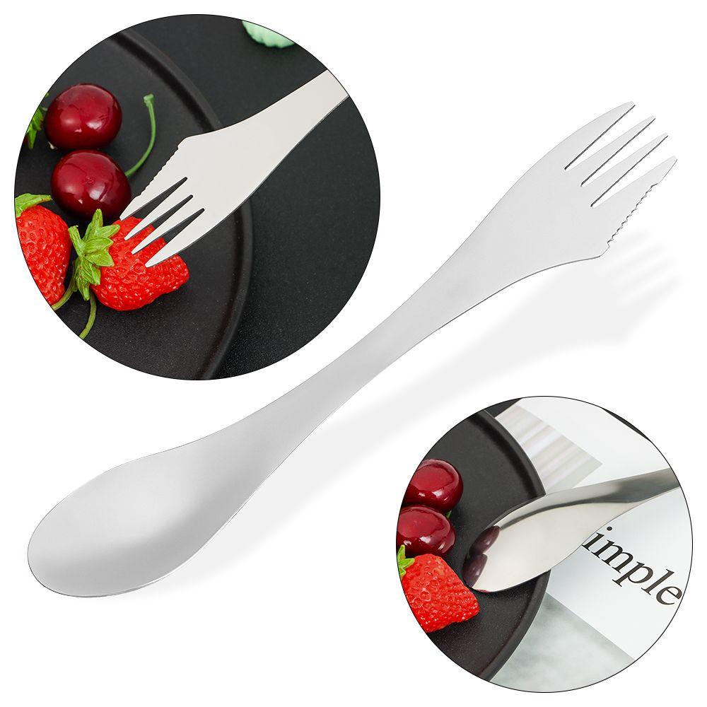 

Portable Kitchen Cutlery Tool Stainless Steel 3 in 1 Spoon Fork
