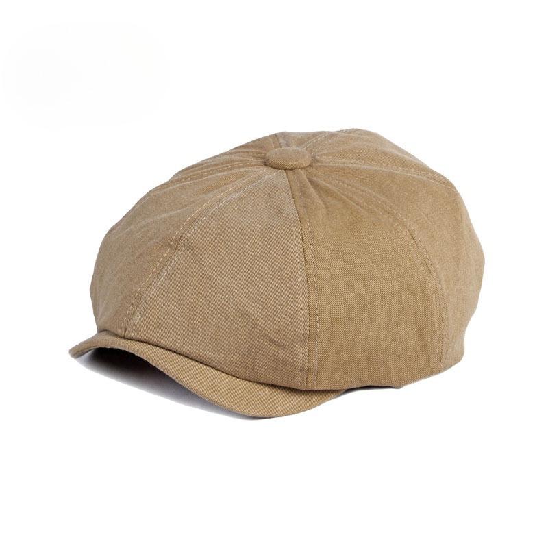 Vintage Washed Cotton Newsboy Cap for Men Women British Style Octagonal Hat Baker Boy Hat Retro Casual Painter Beret Peaked Flat Cap 56-60cm хаки