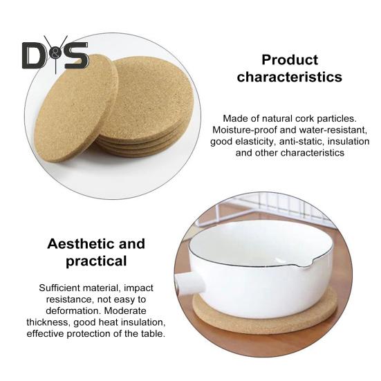 2Pcs Cork Trivet Set Heat Resistant Thick Cork Coasters for Hot Dishes Versatile Round Cork Placemats for Kitchen Table