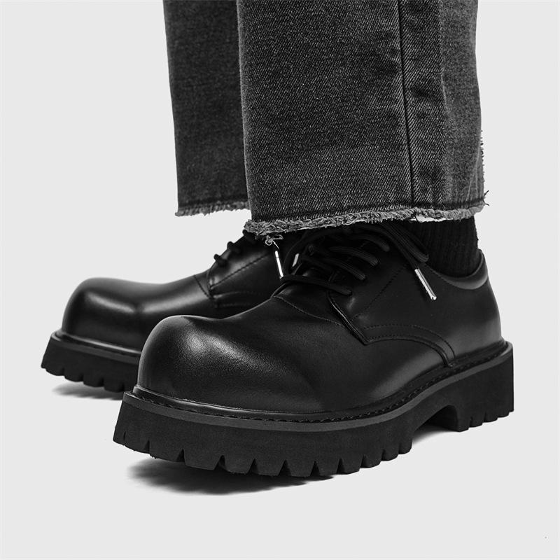 

Derby shoes 2026 Spring and Autumn thick soled genuine leather shoes new height increasing big toe leather shoes for men 46