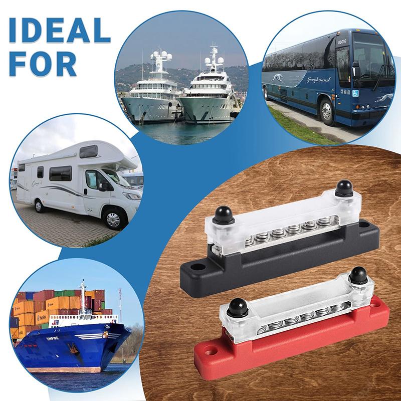 1/2Pcs Bus Bar Battery Power Distribution Block 12V M6 Stud Positive Negative Bus Bar For Truck Boat Car Camper